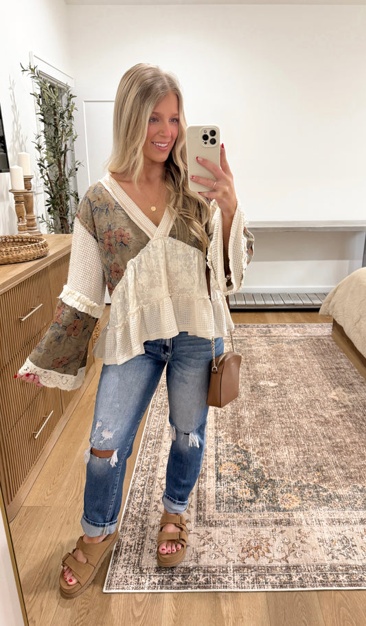 Earth Toned Patchwork Top