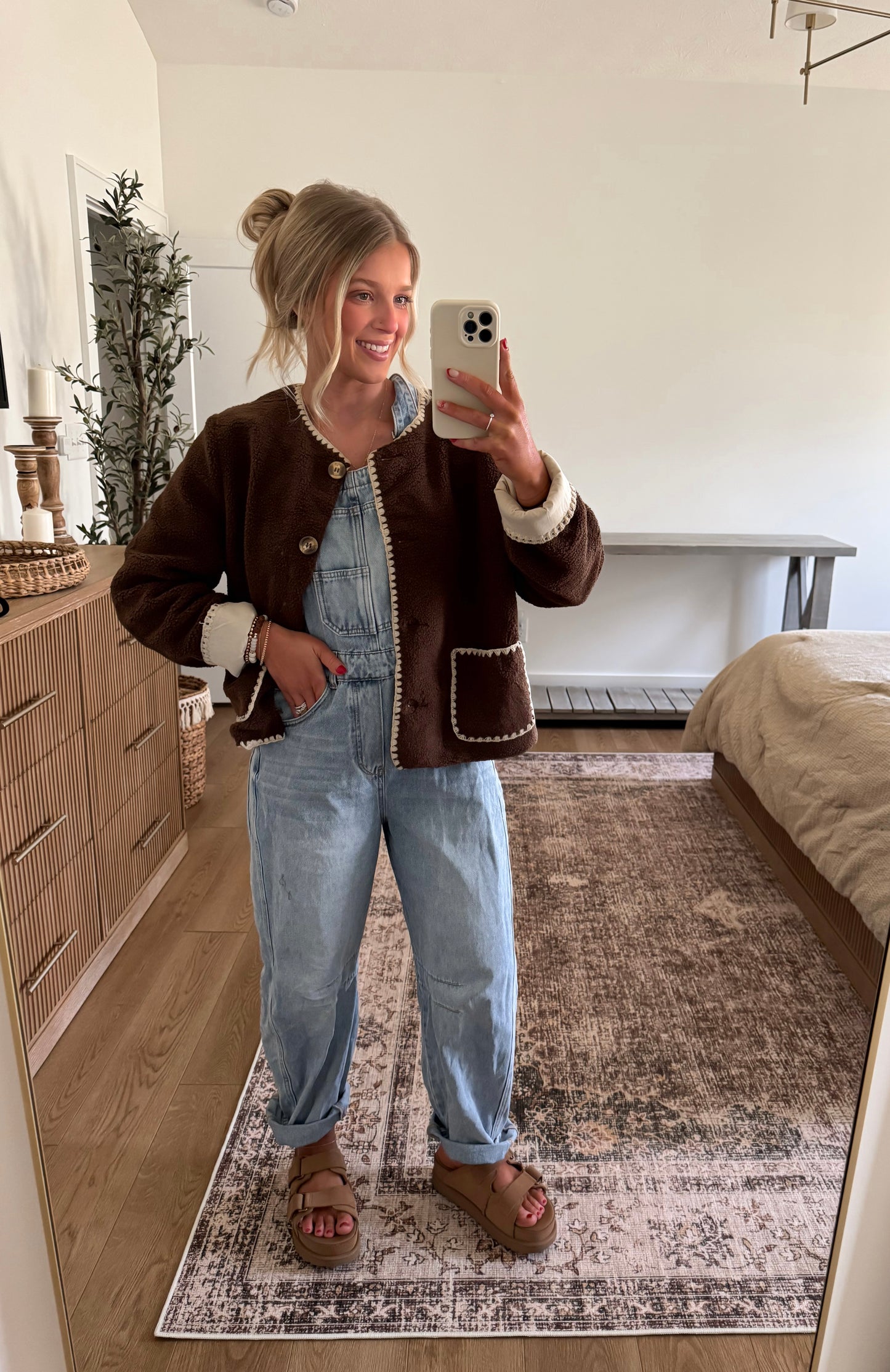 Knit & Lounge Fleece Jacket - Brown