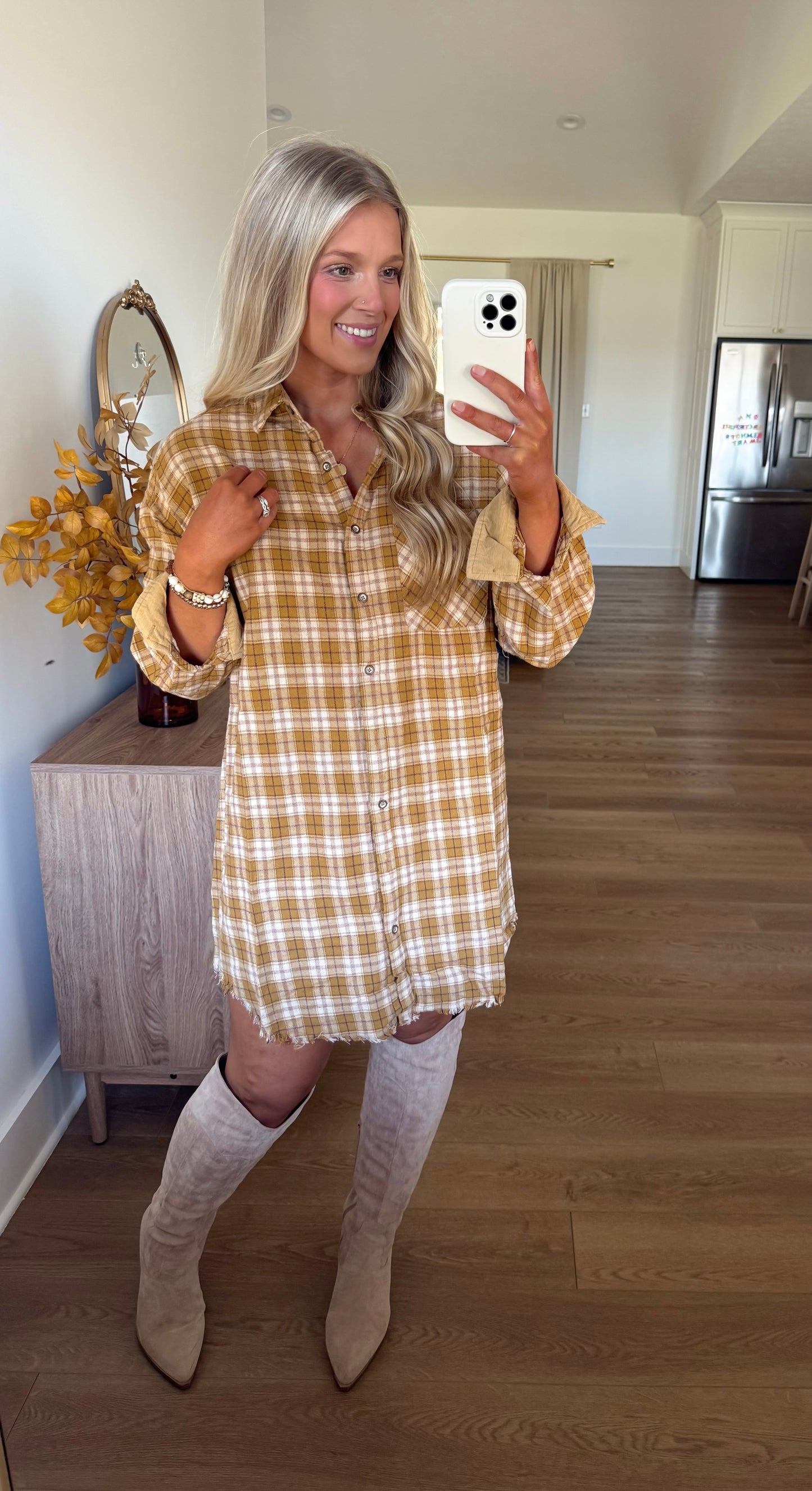 Flannel Dress - Golden