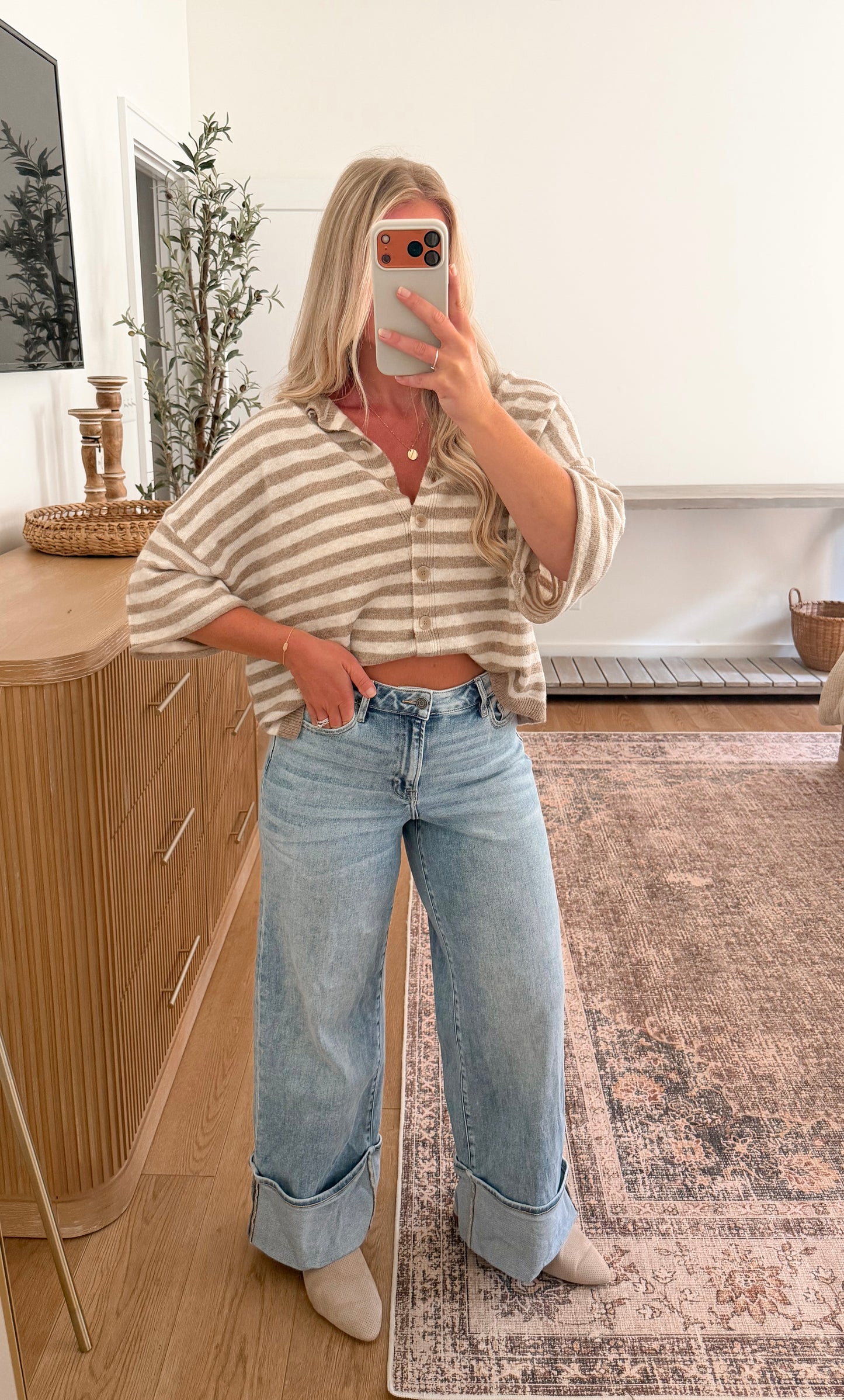 Bella Striped Cardigan - Lt. Mocha