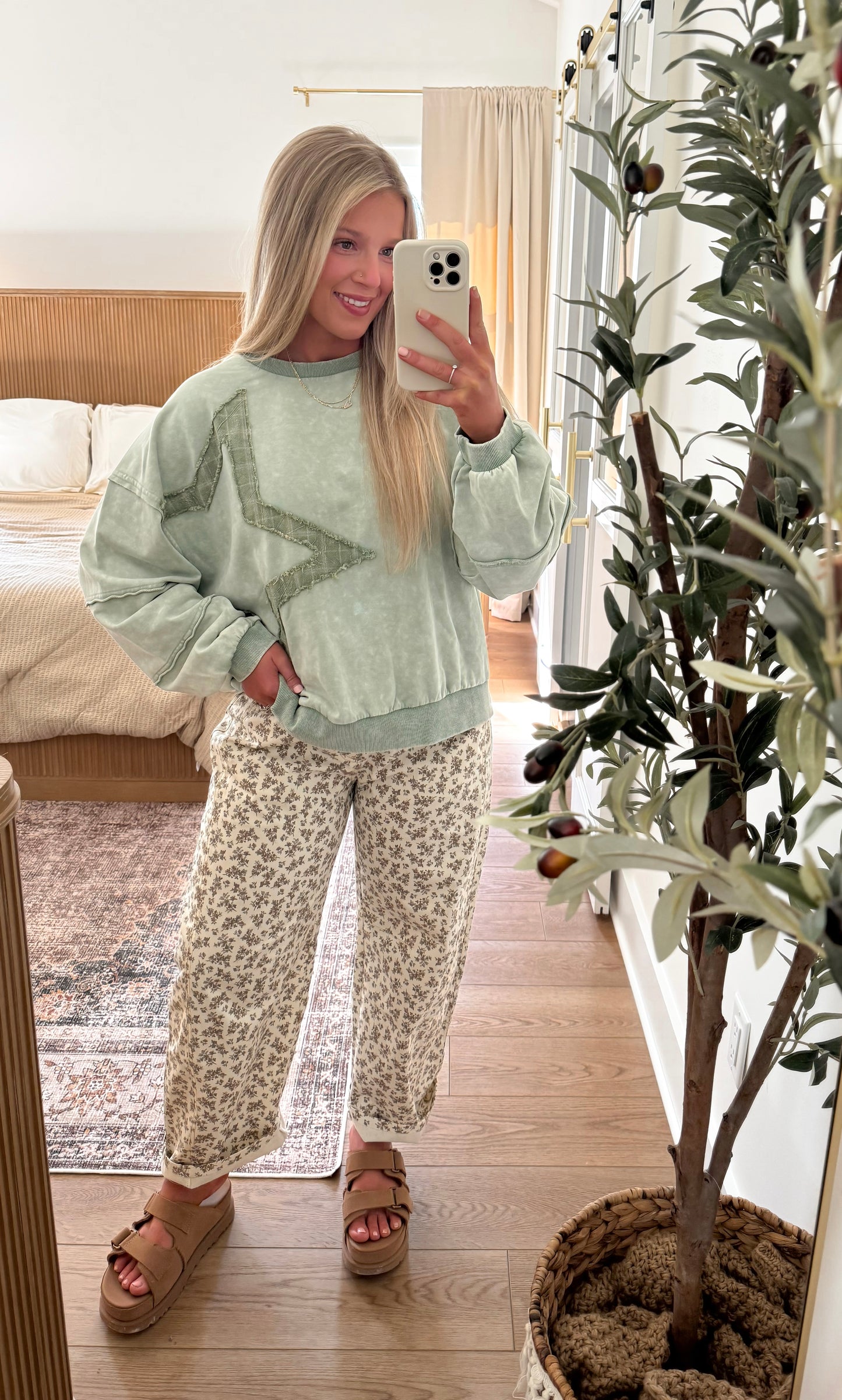 Starstruck Patchwork Pullover - Sage