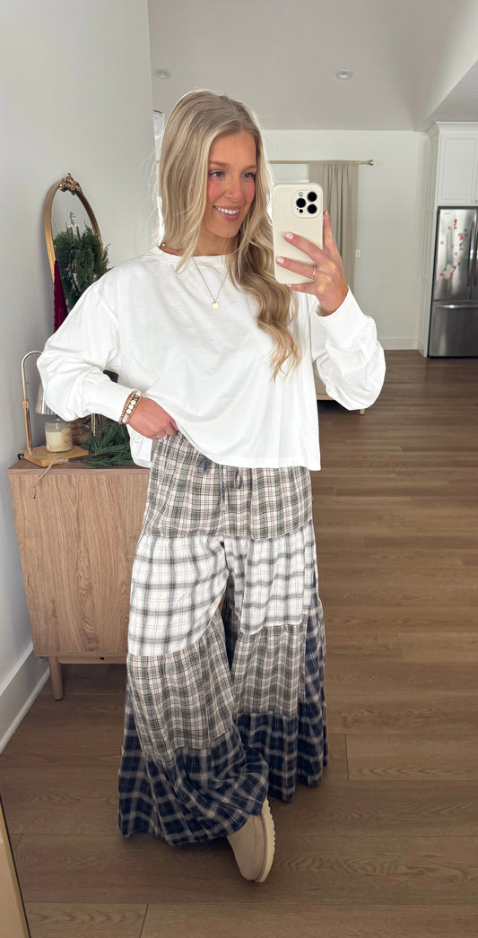 Semi Cropped Long Sleeve - White