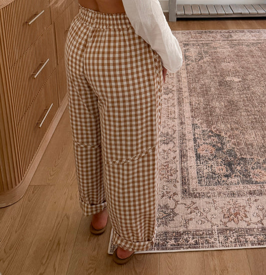 Gingham Barrels - Camel