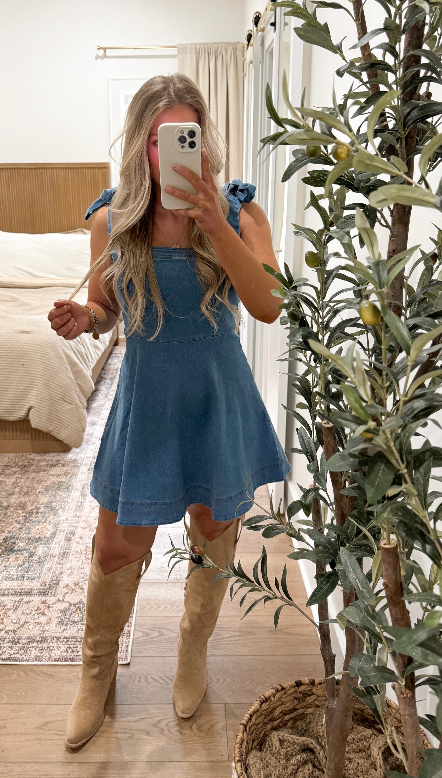 Denim Babydoll Mini Dress