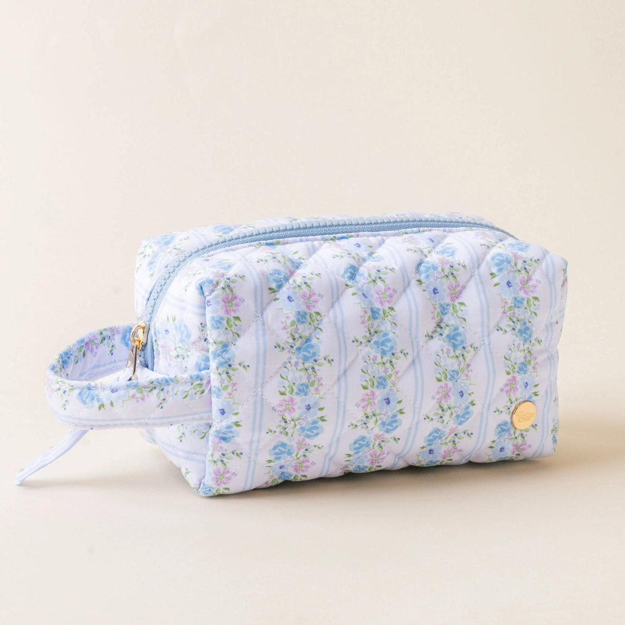 Quilted Cosmetic Bag - Petal Parade Blue