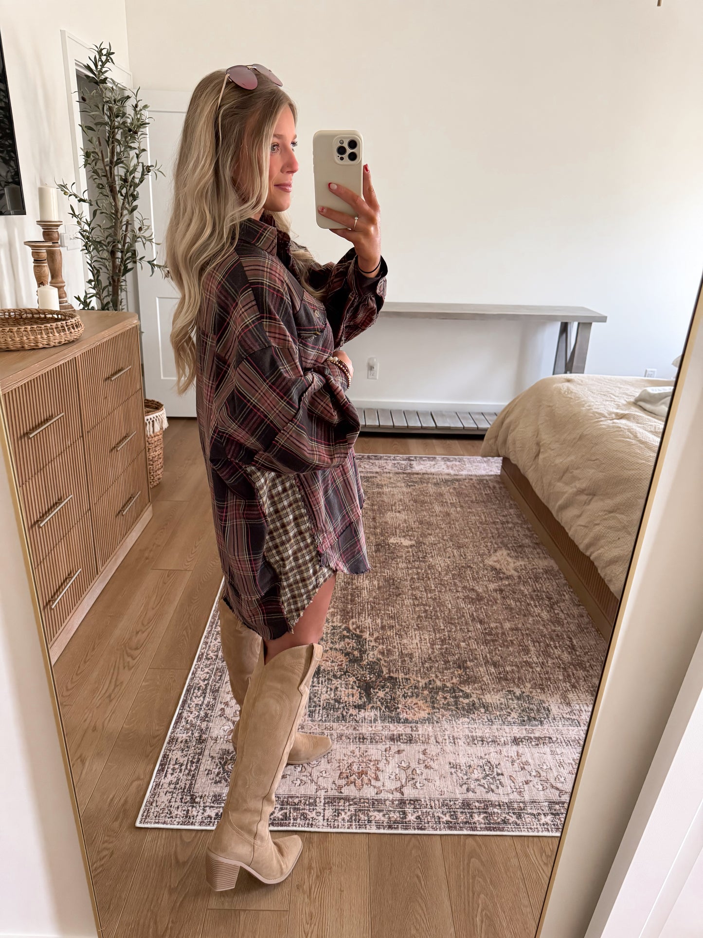 Plaid Distressed Flannel Dress