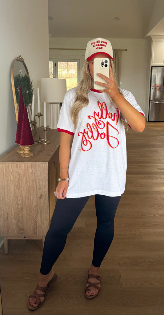 Holly Jolly Ringer Tee (Extended Sizes)