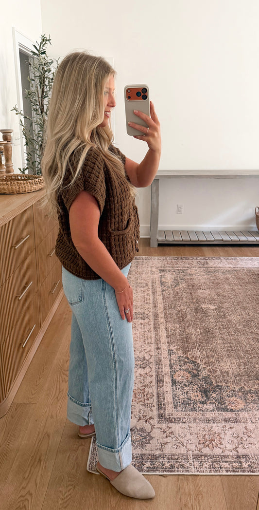 Autumn Knit Vest - Brown