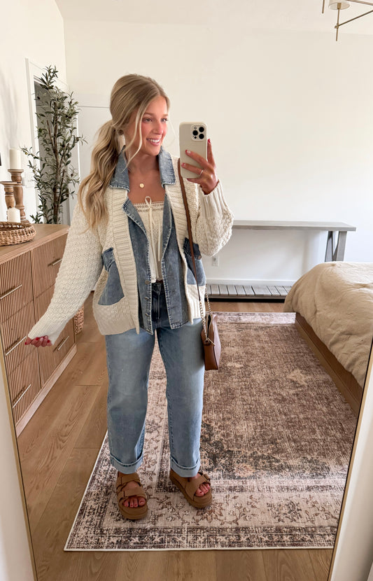 Knit + Denim Cardigan