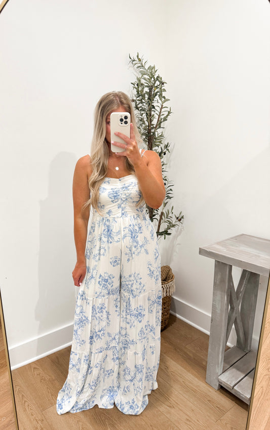 Willow Jumpsuit - Blue Floral