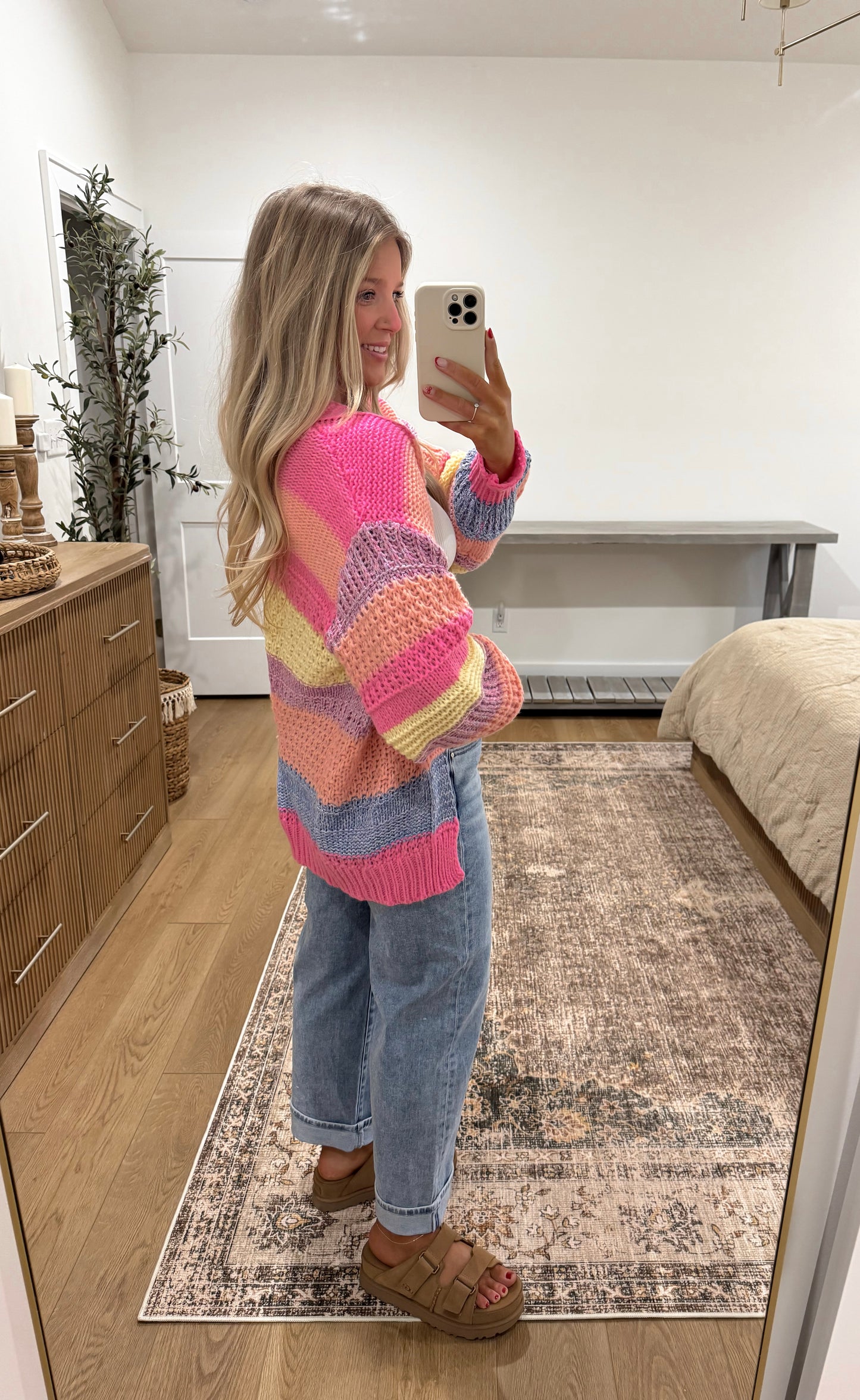 Quilted Striped Cardigan