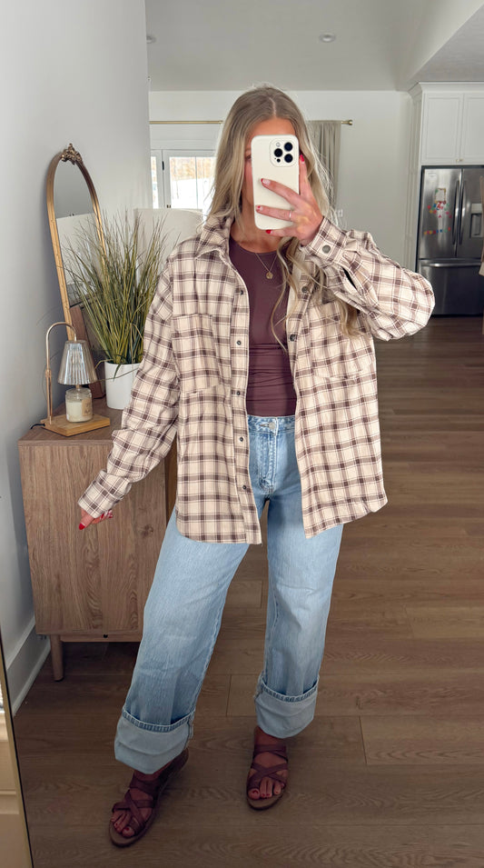 Button Down Jacket - Taupe