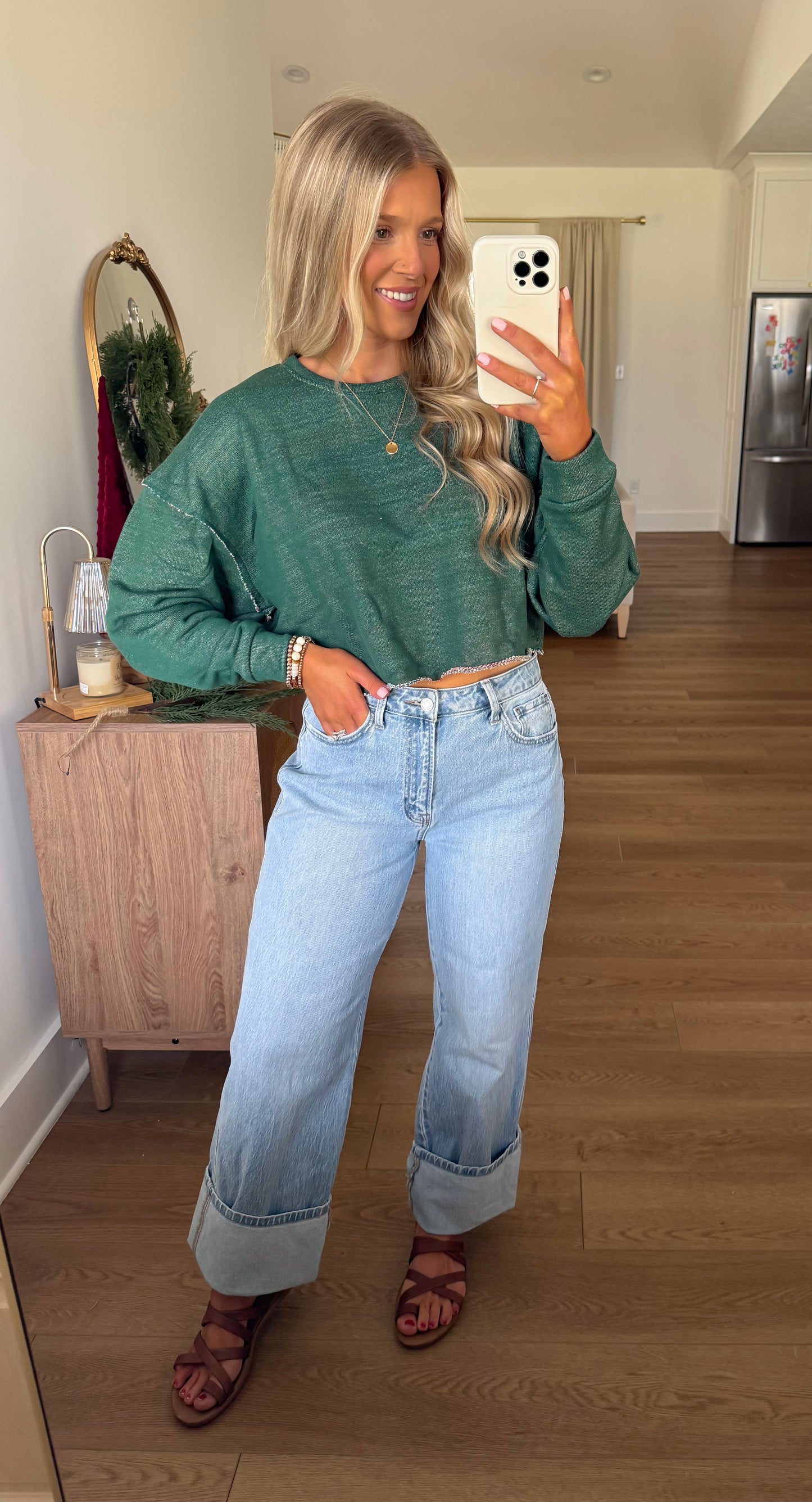 Raw Hem Sweater - Hunter Green