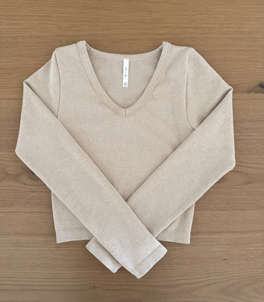 Ribbed Seamless Top - Latte Taupe
