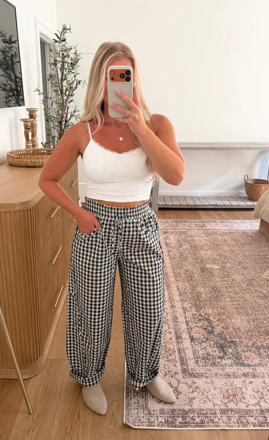 Gingham Barrels - Navy