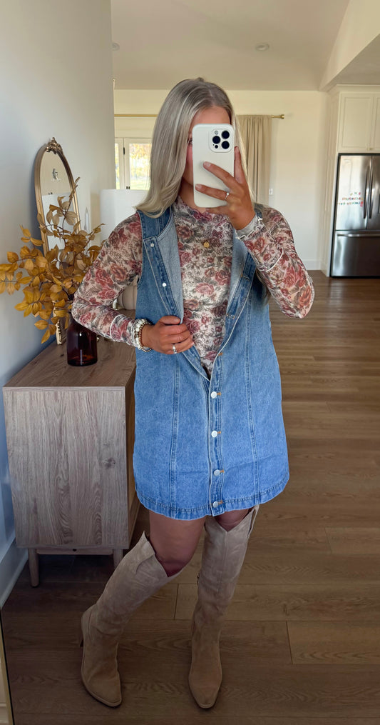 Floral Mesh Mock Neck - Cream