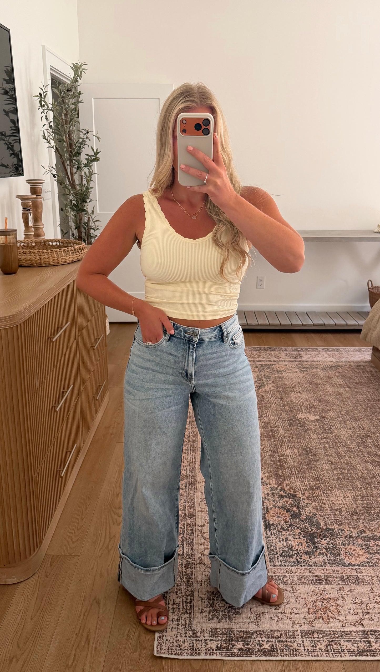 Seamless Ribbed Tank - Pale Yellow ONE SIZE