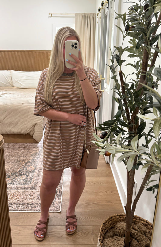 Easy Breezy T-Shirt Dress - Brown SMALL