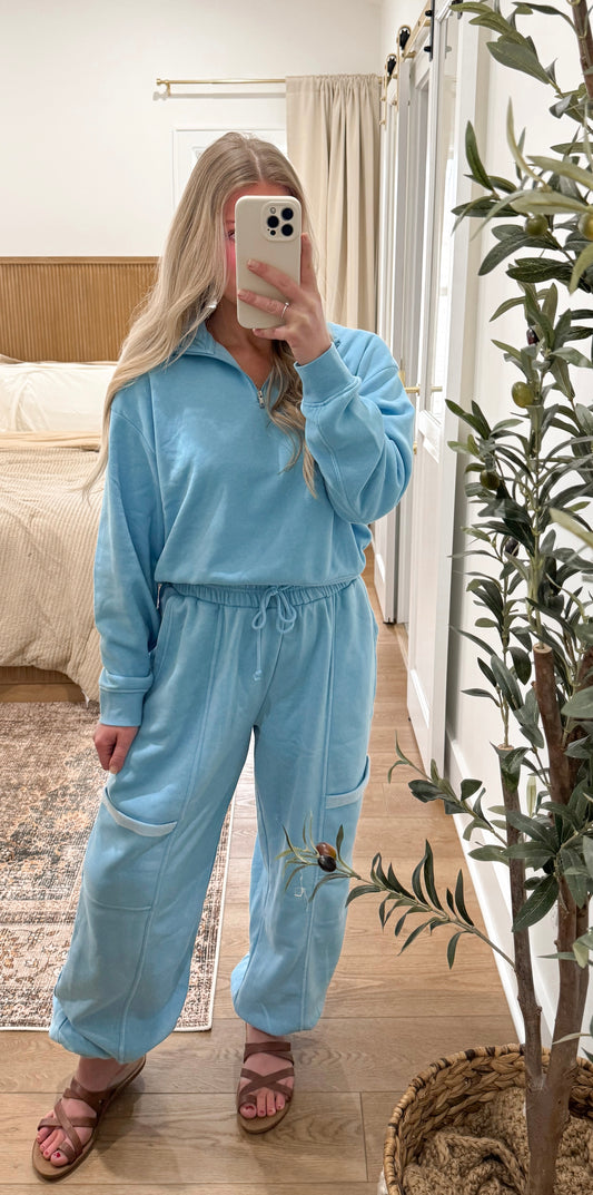 Luxe Lounge Quarter Zip - Blue