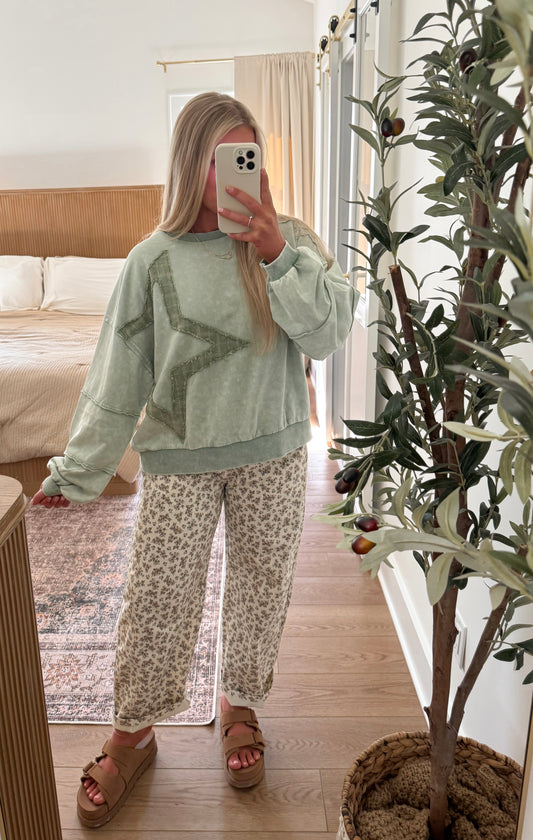 Starstruck Patchwork Pullover - Sage