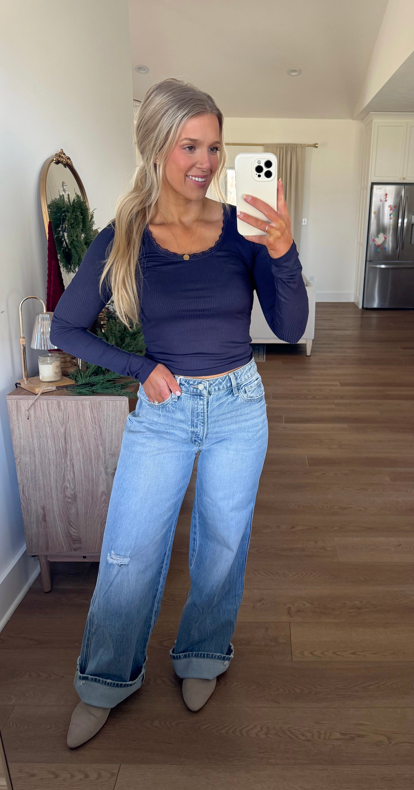 Lace Trim Basic - Navy