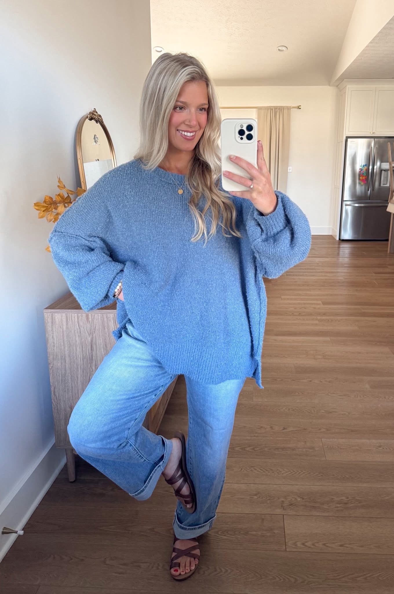 BelleRose Sweater - Steel Blue