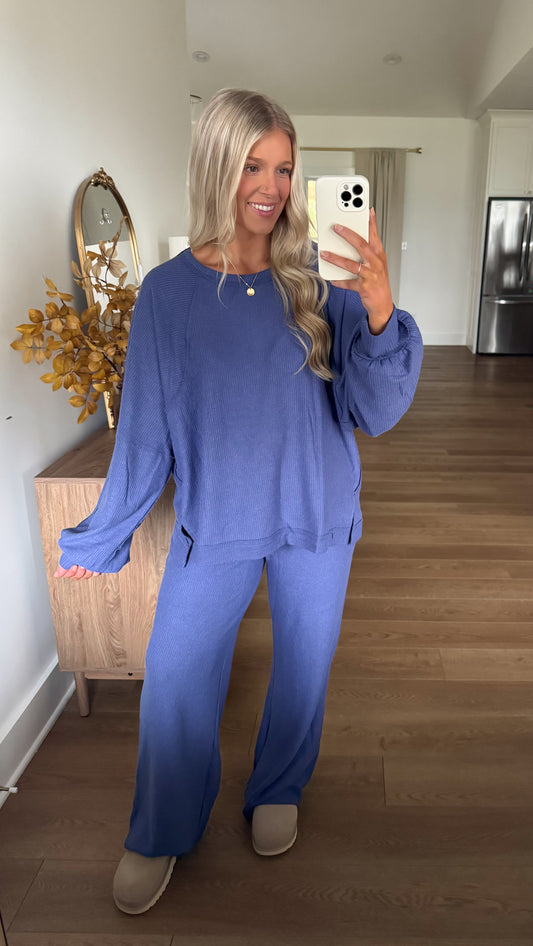 So Comfy Lounge Top - Dusty Indigo