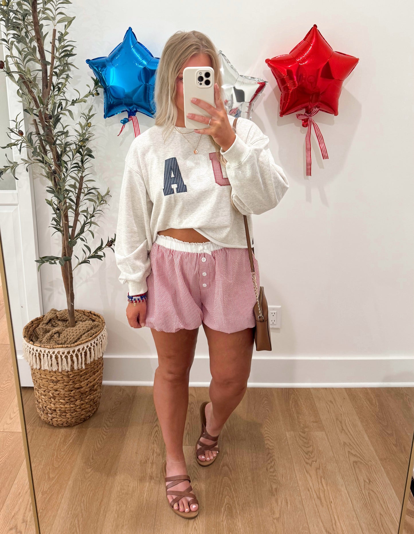 USA Embroidered Crewneck - Heather Grey