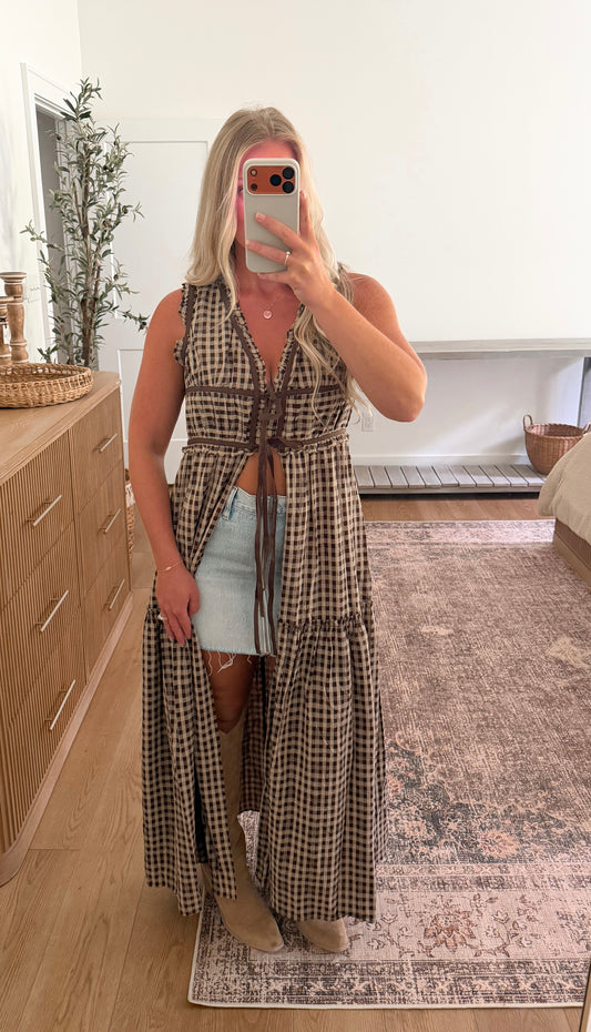 Brown Plaid Duster