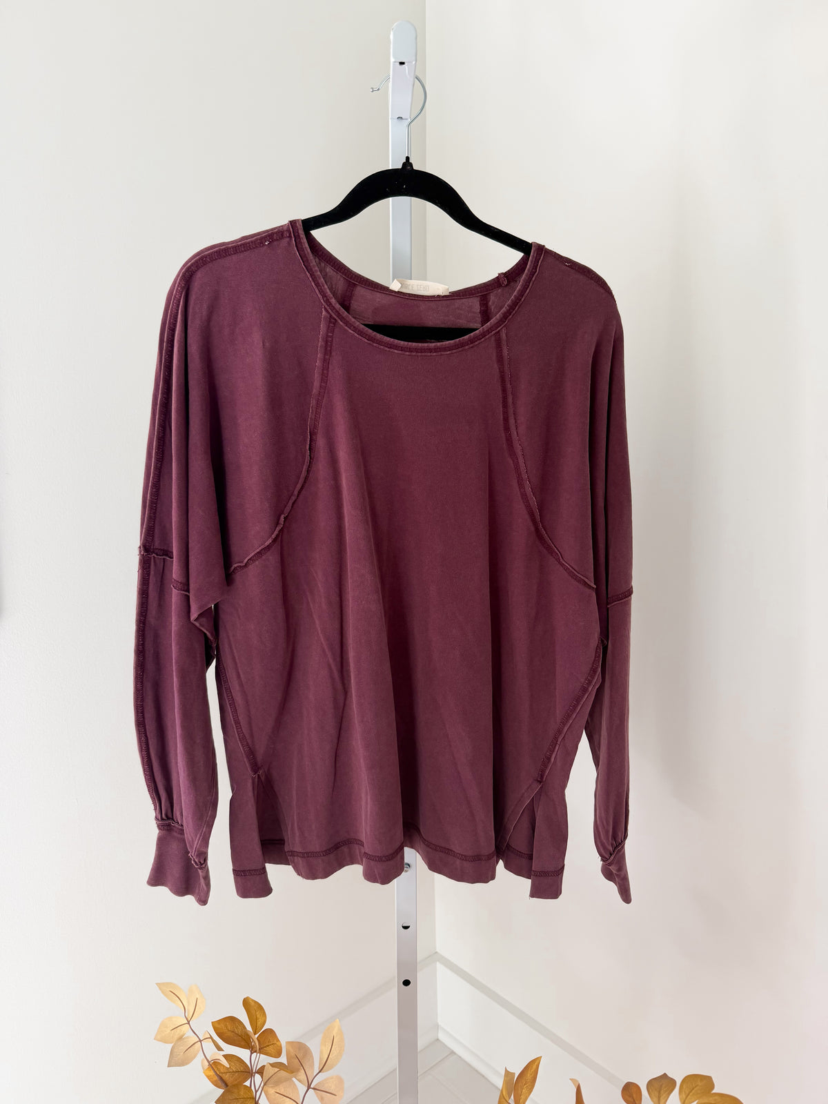 Raglan Washed Long Sleeve - Dk. Cherry