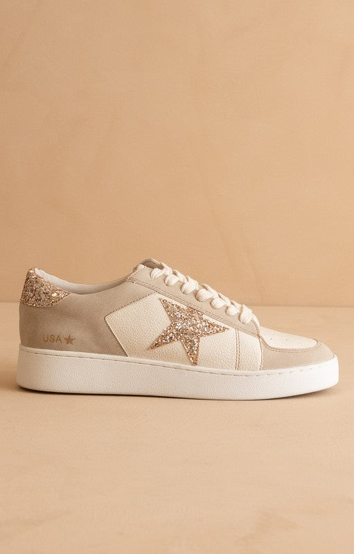 Liberty Beige Glitter Star Sneakers