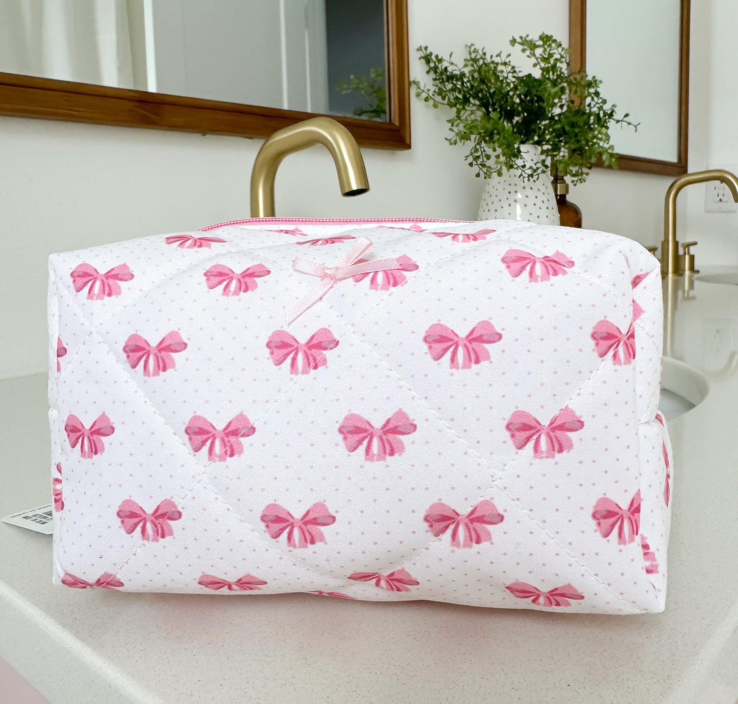 Pink Bow Swiss Dot Bag