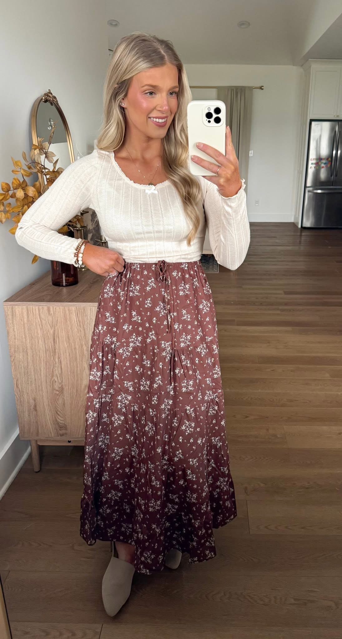 Floral Skirt - Brown