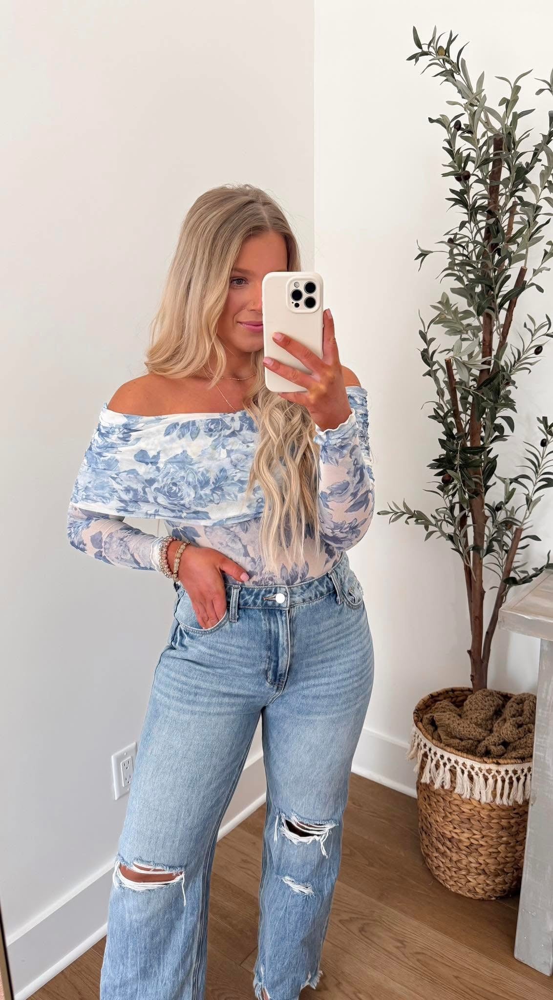 Floral Affair Bodysuit - Blue