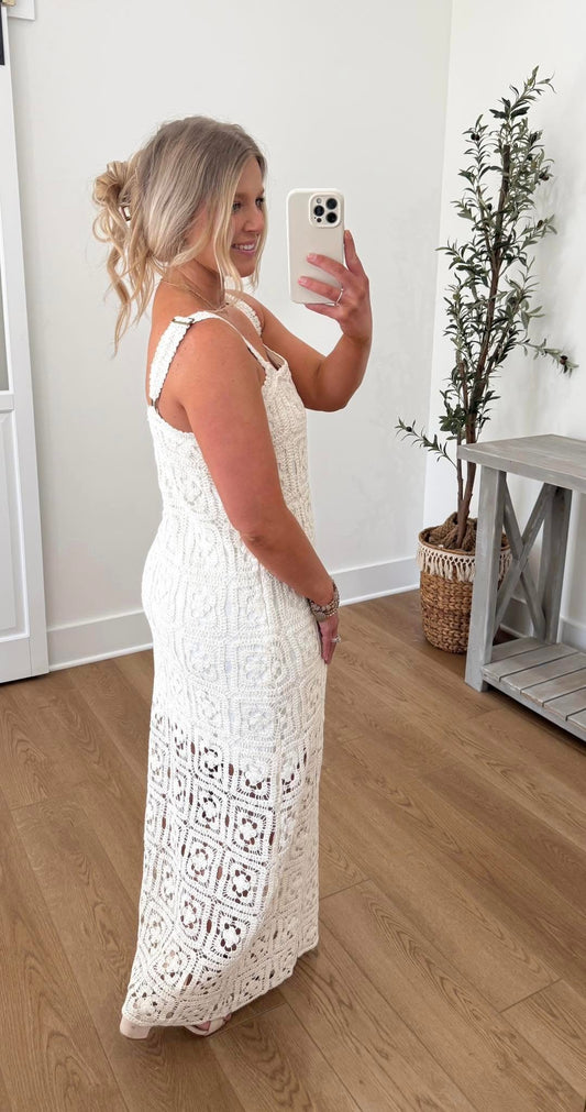 Island Getaway Crochet Dress - Creme