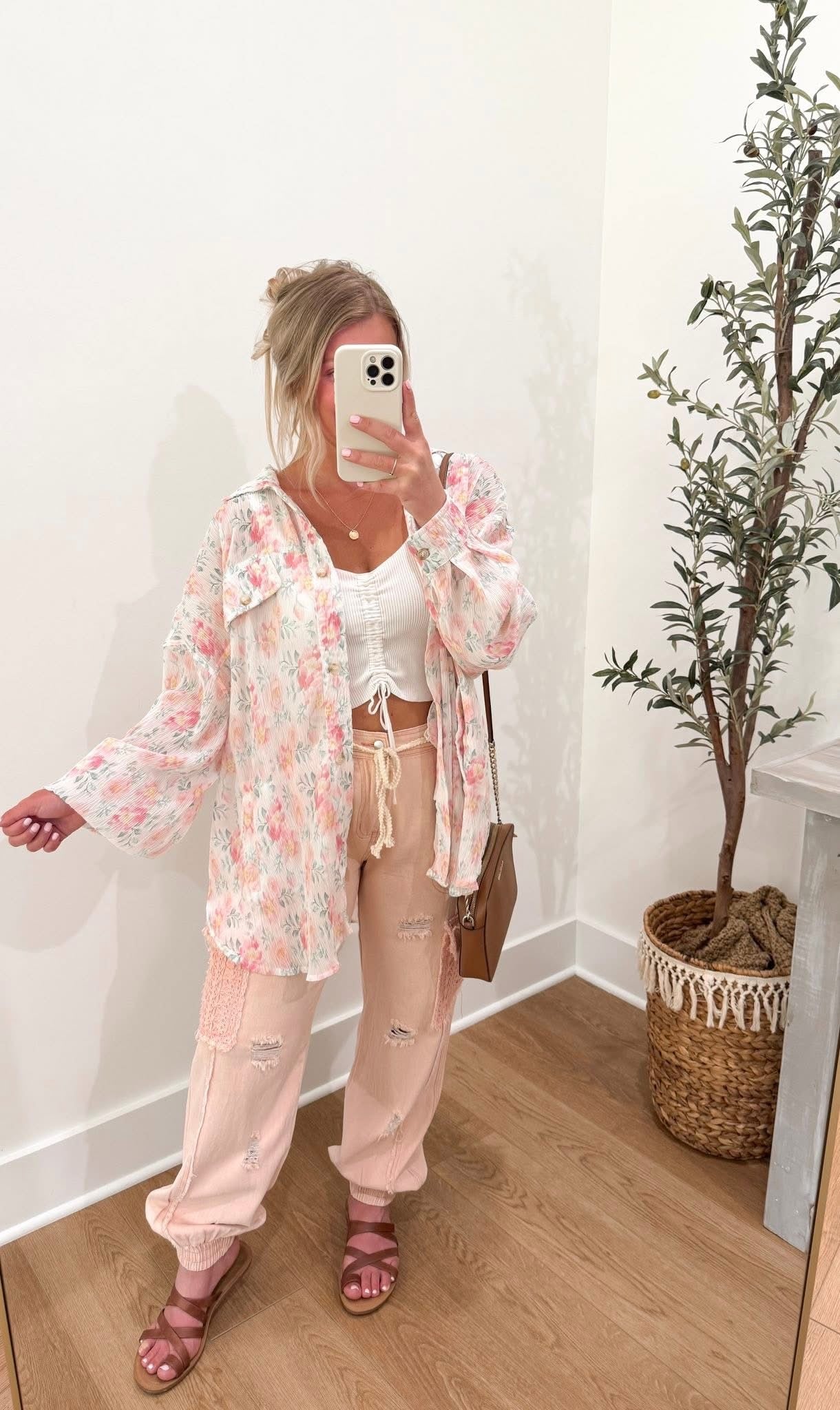 Coral Haze Denim Joggers