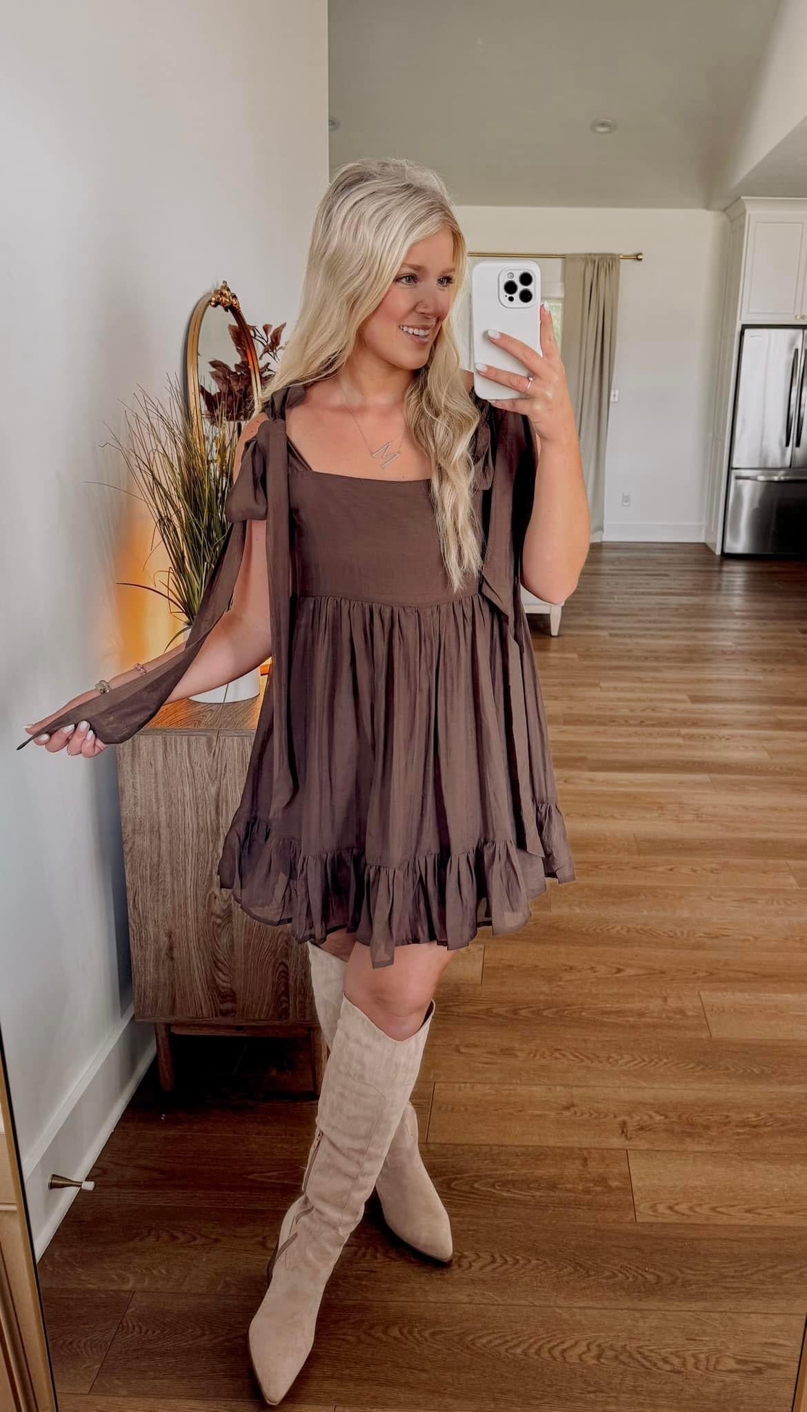 Brown Chiffon Dress