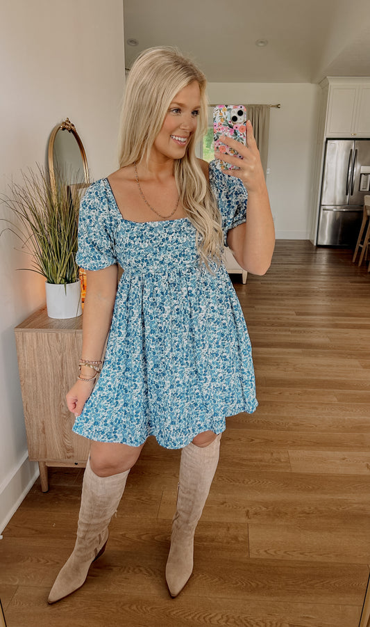 Get What You Love Floral Dress - Blue