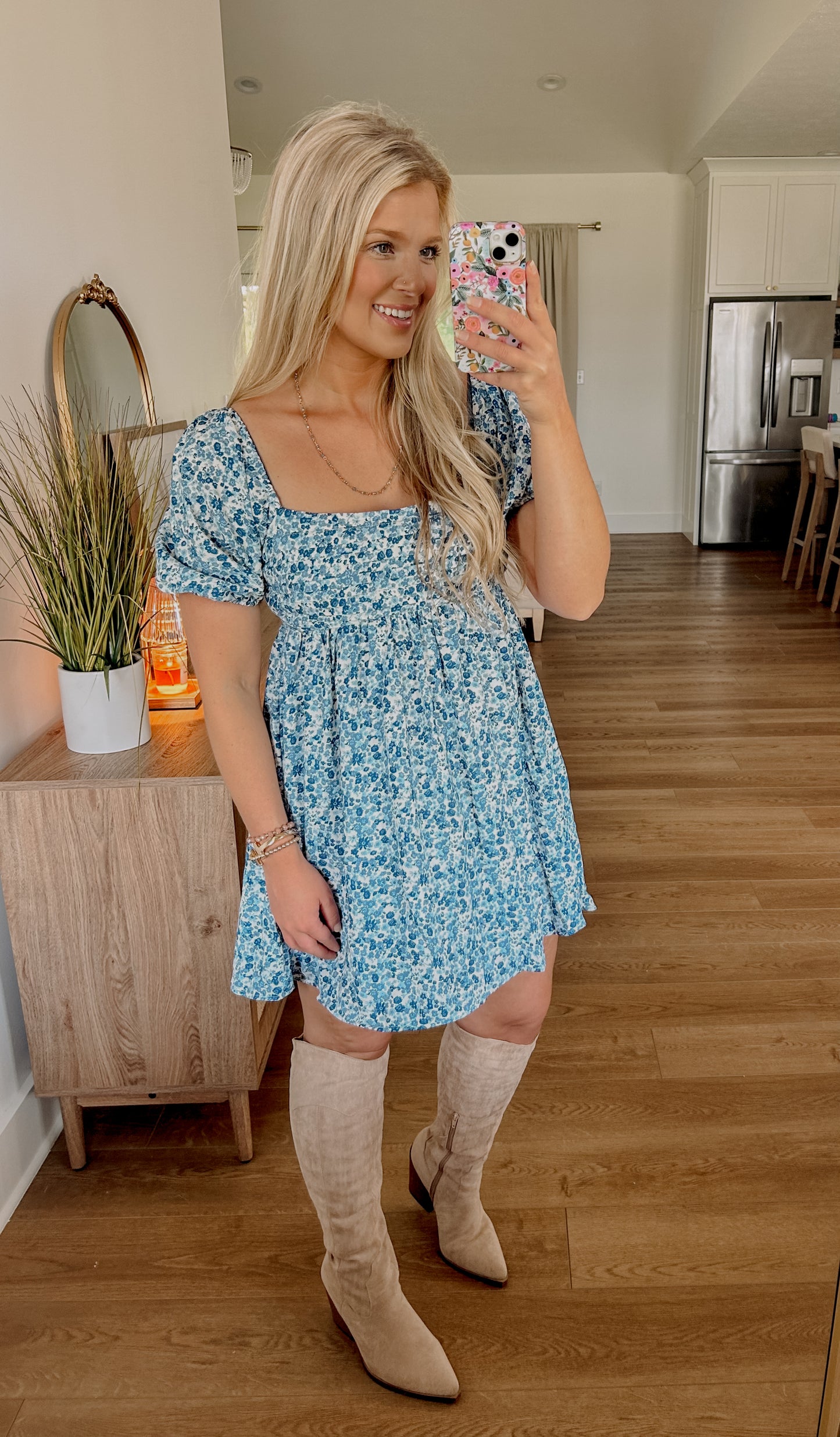 Get What You Love Floral Dress - Blue