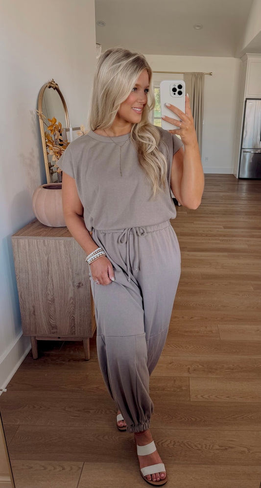 Throw And Go Jumpsuit - Taupe