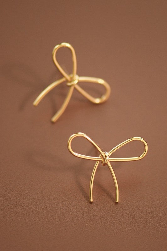 Dainty Bow Earrings - Gold