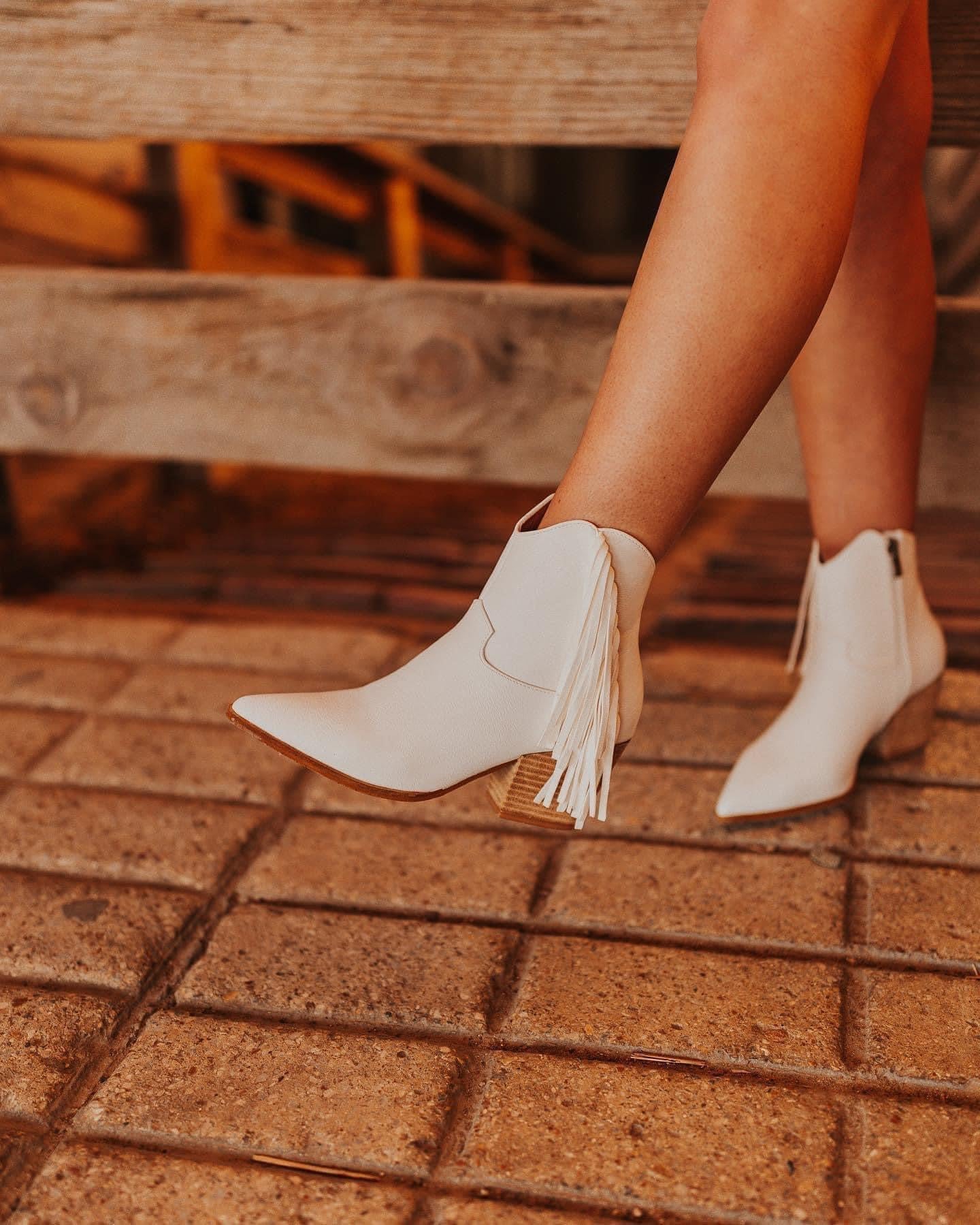 Fringe Booties - White