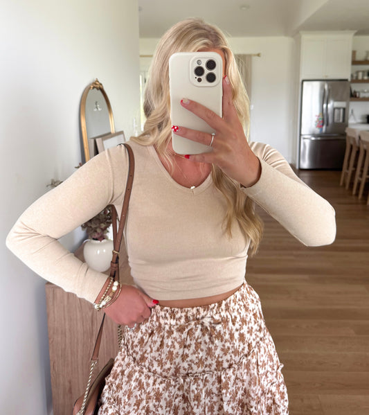 Ribbed Seamless Top - Latte Taupe