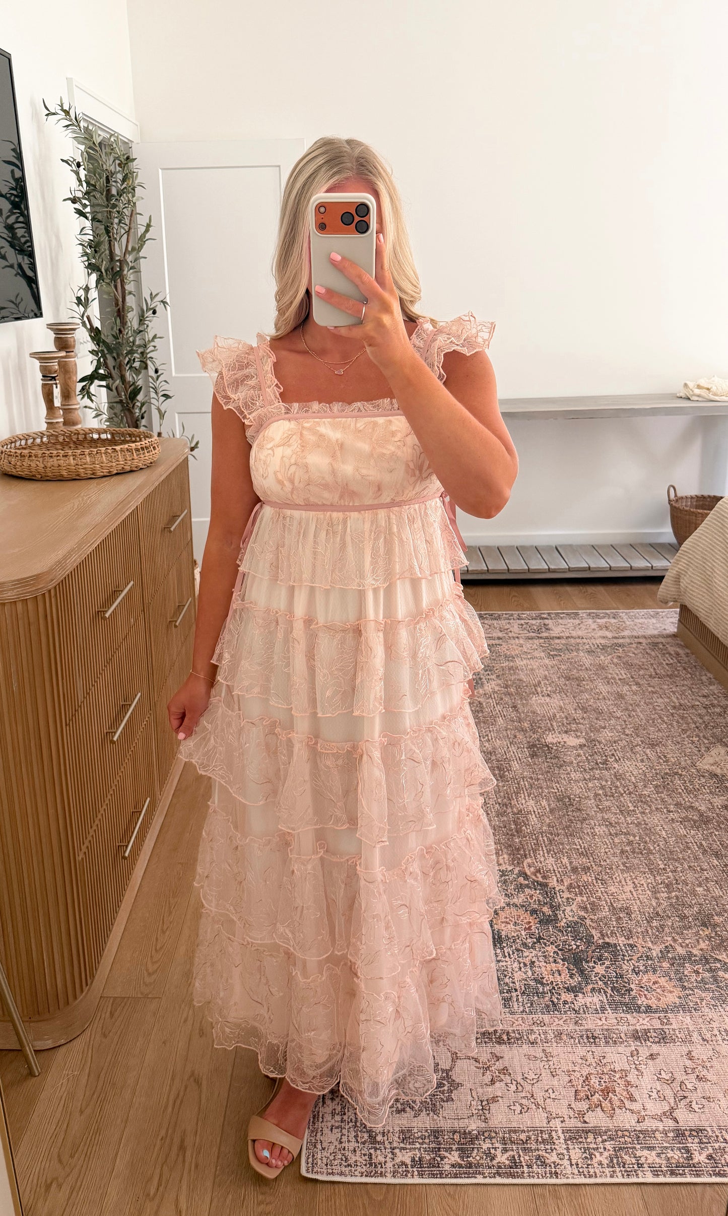 Lace Maxi Dress - Muted Pink