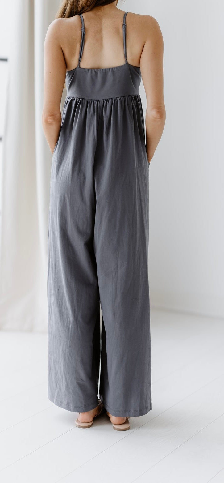 Wide Leg Jumpsuit - Charcoal