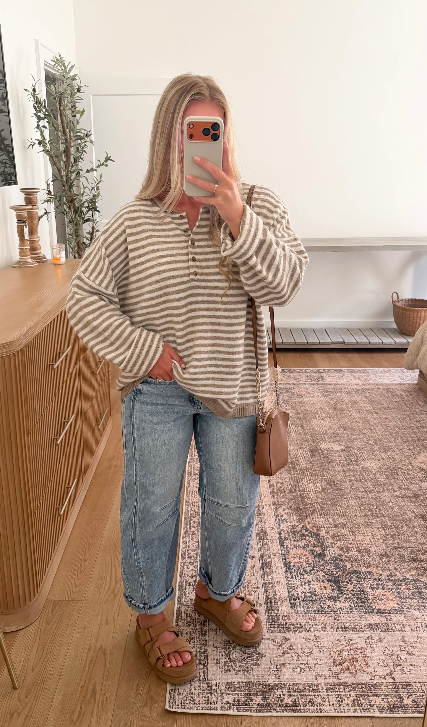 Striped Teddy Henley Sweater