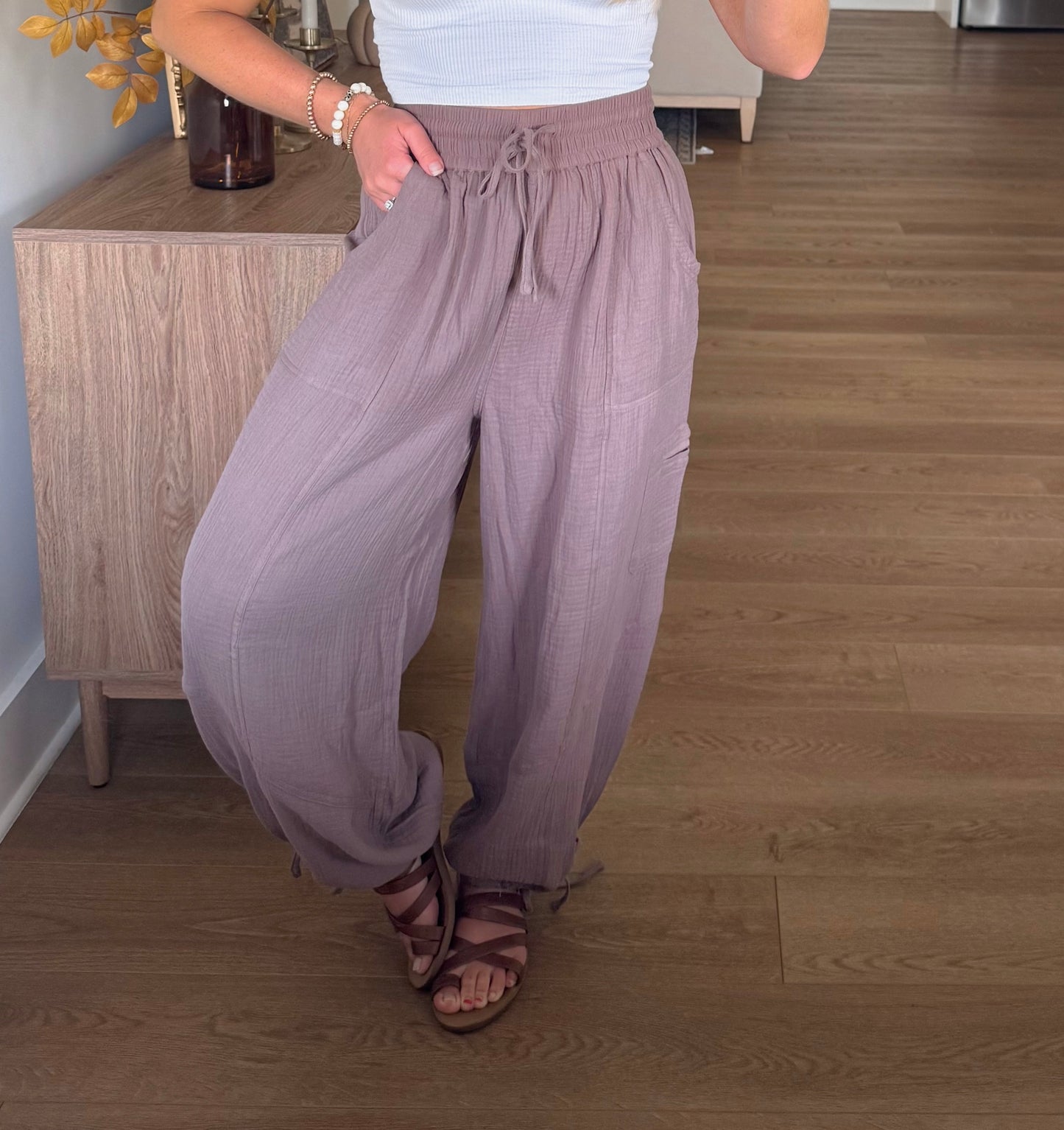 Cotton Guaze Pants - Mushroom