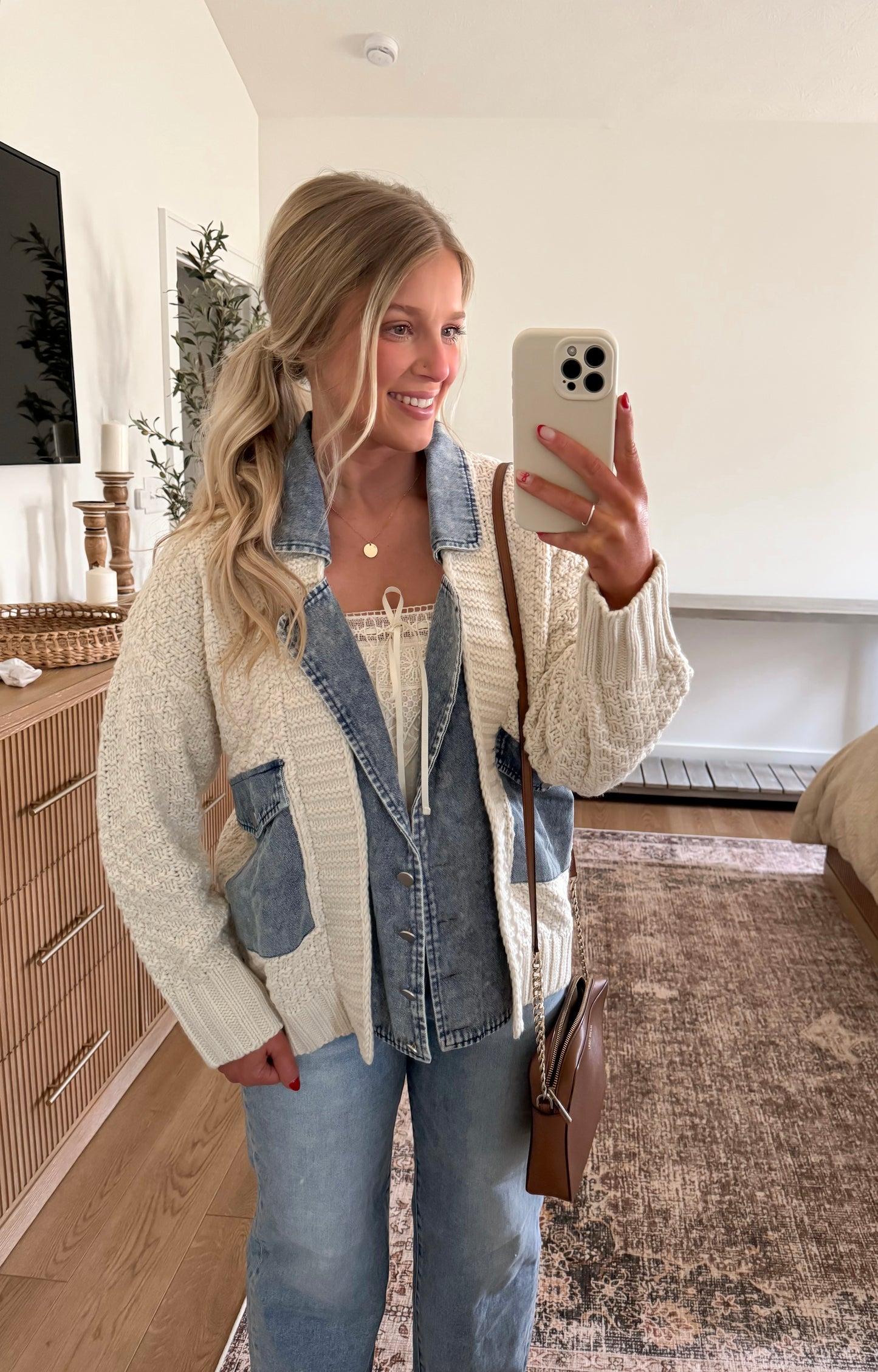 Knit + Denim Cardigan