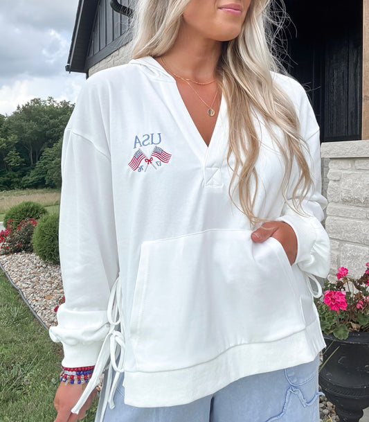 USA French Terry Hoodie - White