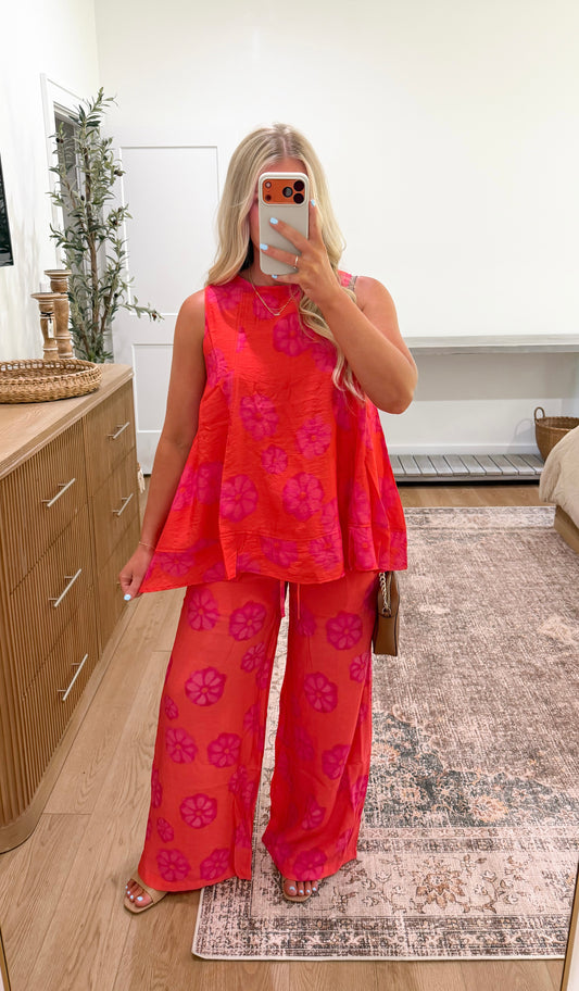 Sweet Harbor Floral Set - Red Orange